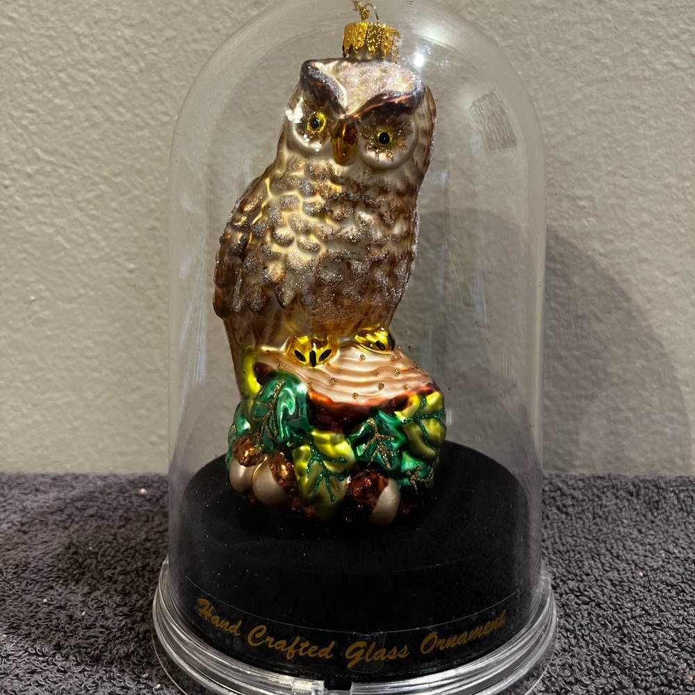 NIB Hand-Blown Owl Ornament
